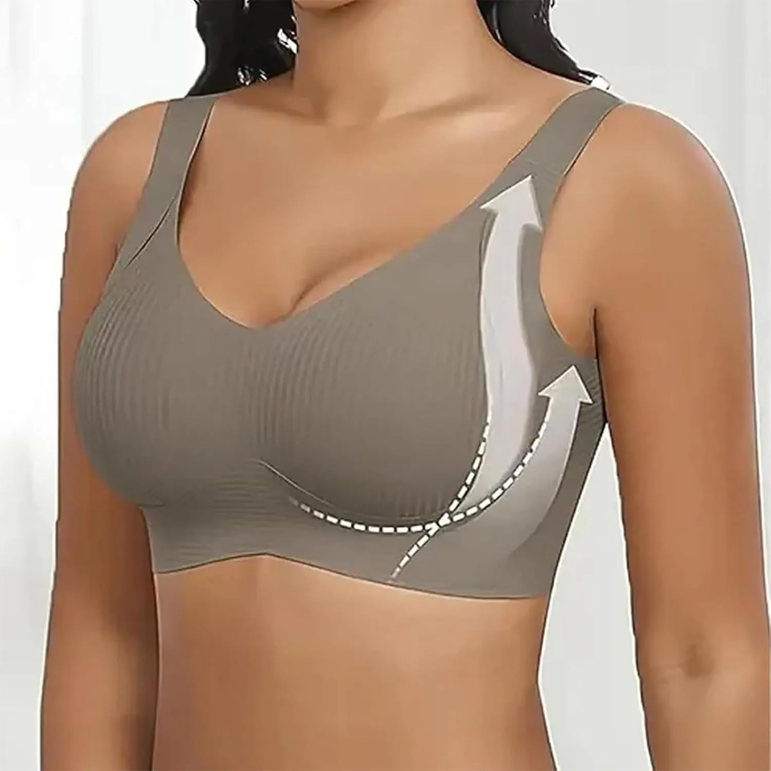 3 Pack Women's Ribbed Push Up Adjustable Wireless Bra Seamless Full Support Sports Bras Cozy Breathable Bralettes