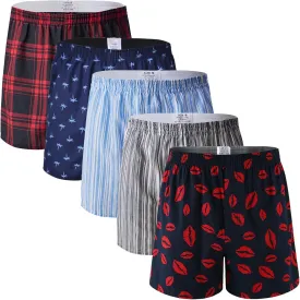 Boxers for Men Pack Woven Relaxed Fit Big Tartan Moisture Wicking Assorted Color Value Multipacks