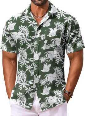 COOFANDY Men's Hawaiian Shirt Short Sleeve Floral Button Down Shirts Tropical Vacation Beach Shirts with Pocket