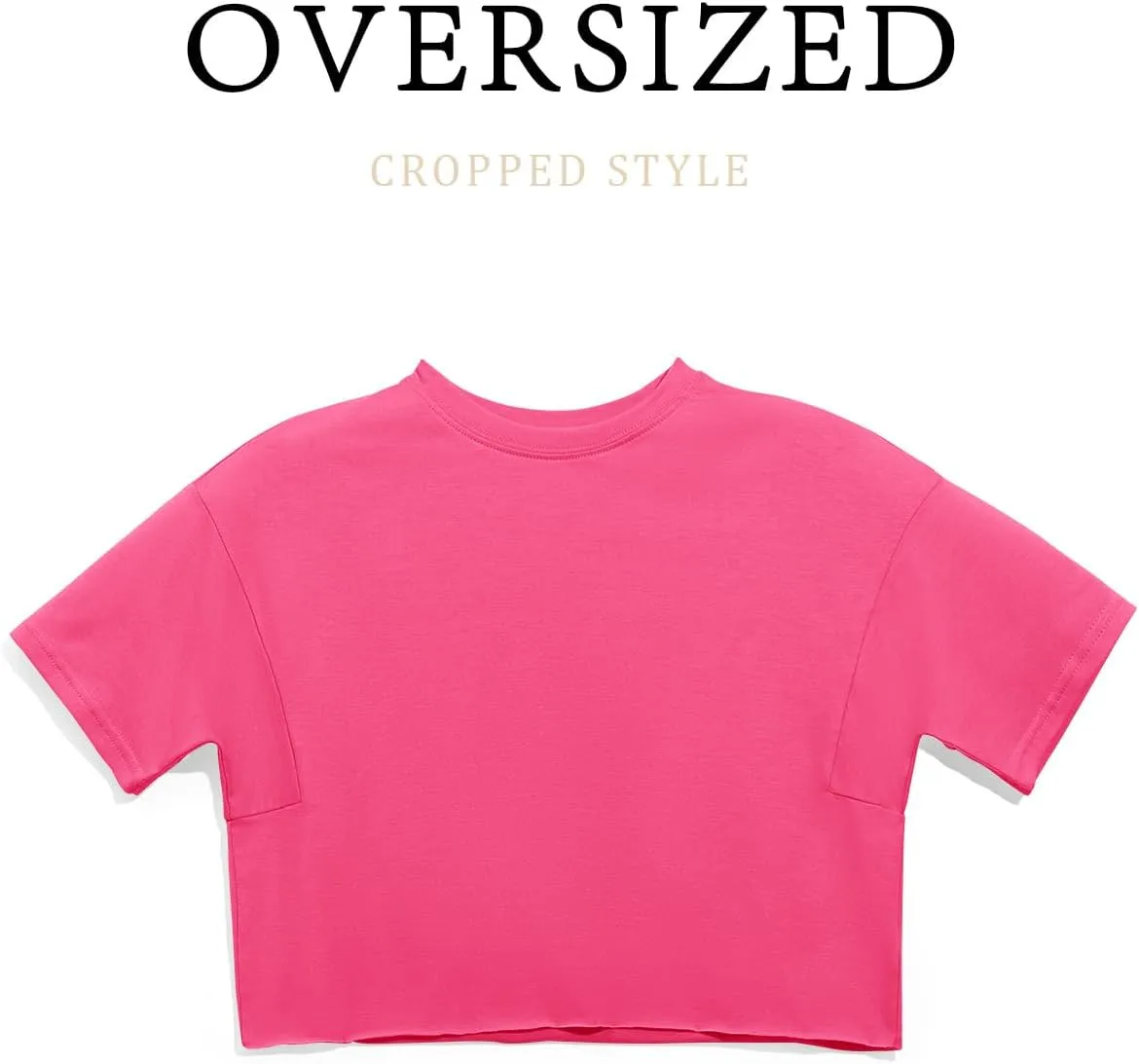 Girls Athletic Oversized Crop Tops Kids Drop Shoulder Short Sleeve T Shirts Workout Tees 5-14 Years