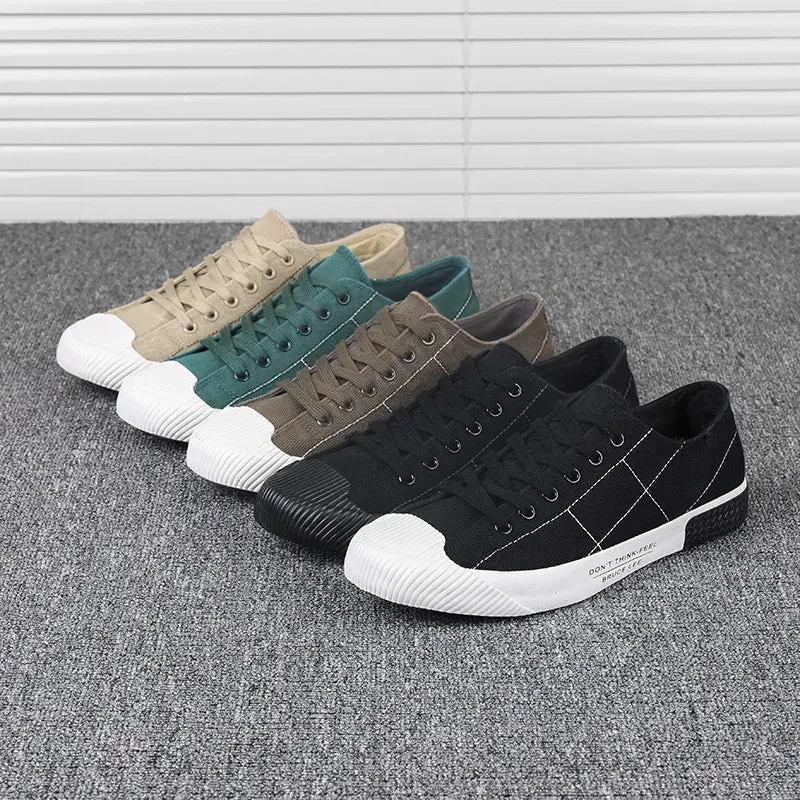 Hot Sale Cheap Canvas Shoes for Men Green Plaid Flat Shoes Men Lace-up Breathable Casual Shoes Men Espadrilles zapatos hombre