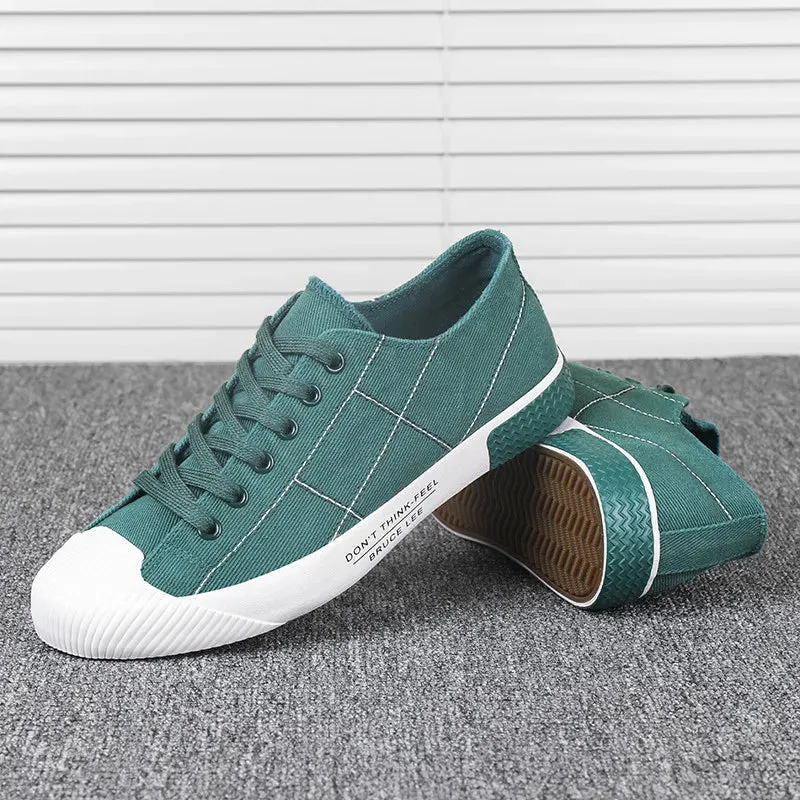 Hot Sale Cheap Canvas Shoes for Men Green Plaid Flat Shoes Men Lace-up Breathable Casual Shoes Men Espadrilles zapatos hombre