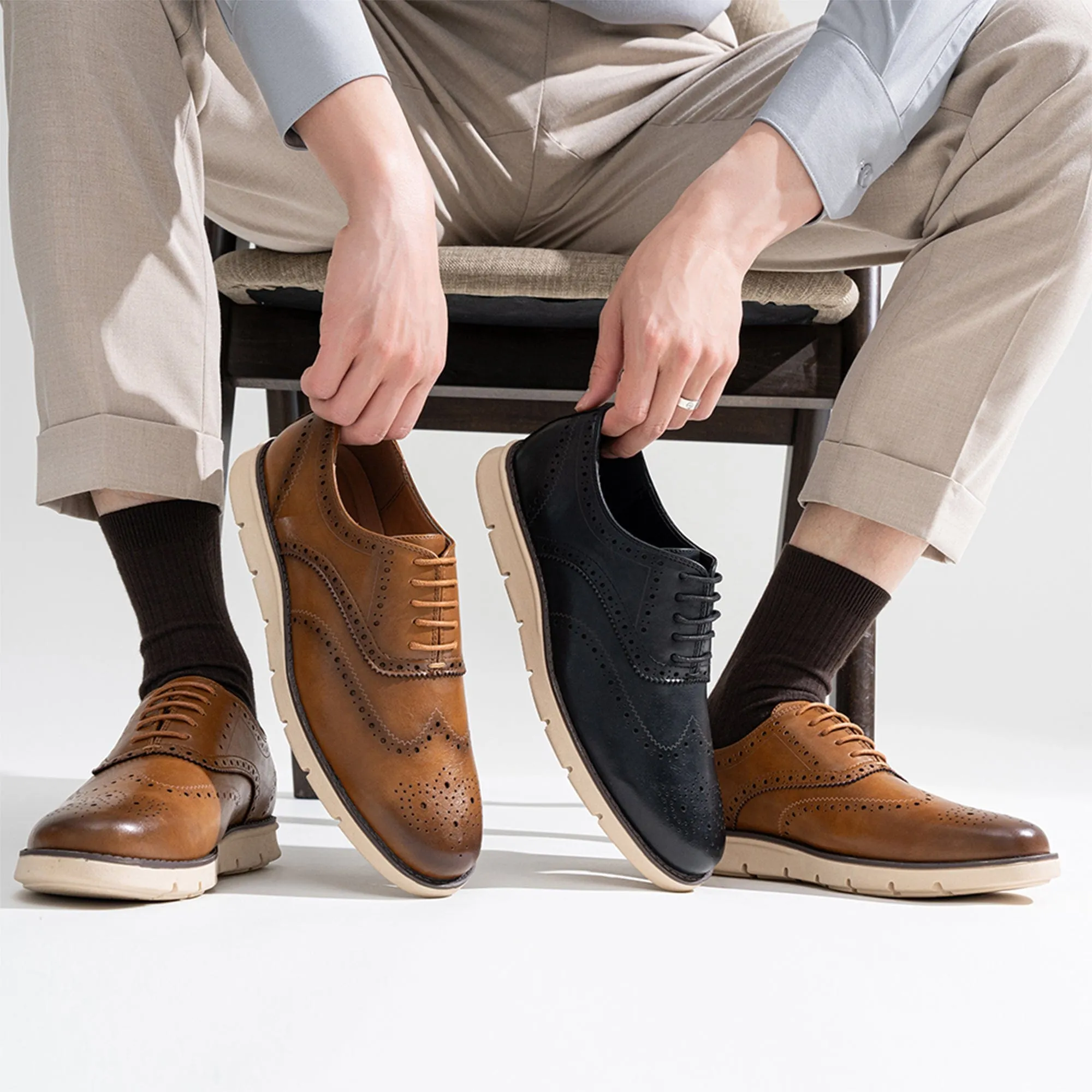 Men's Business Dress Wingtip Lace-Up Casual Oxfords Sneakers| JOUSEN