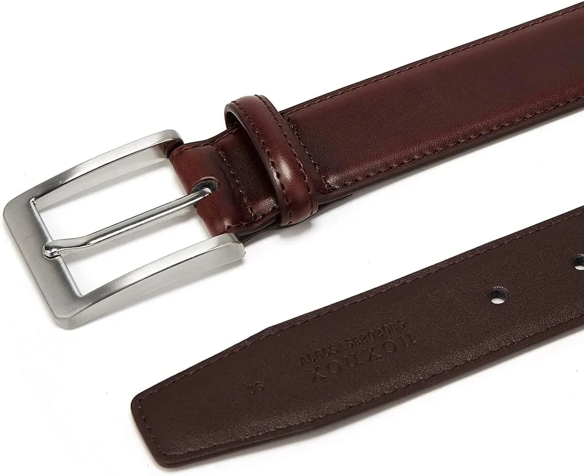 Men's Casual Leather Jeans Belts Classic Work Business Dress Belt with Prong Buckle for Men