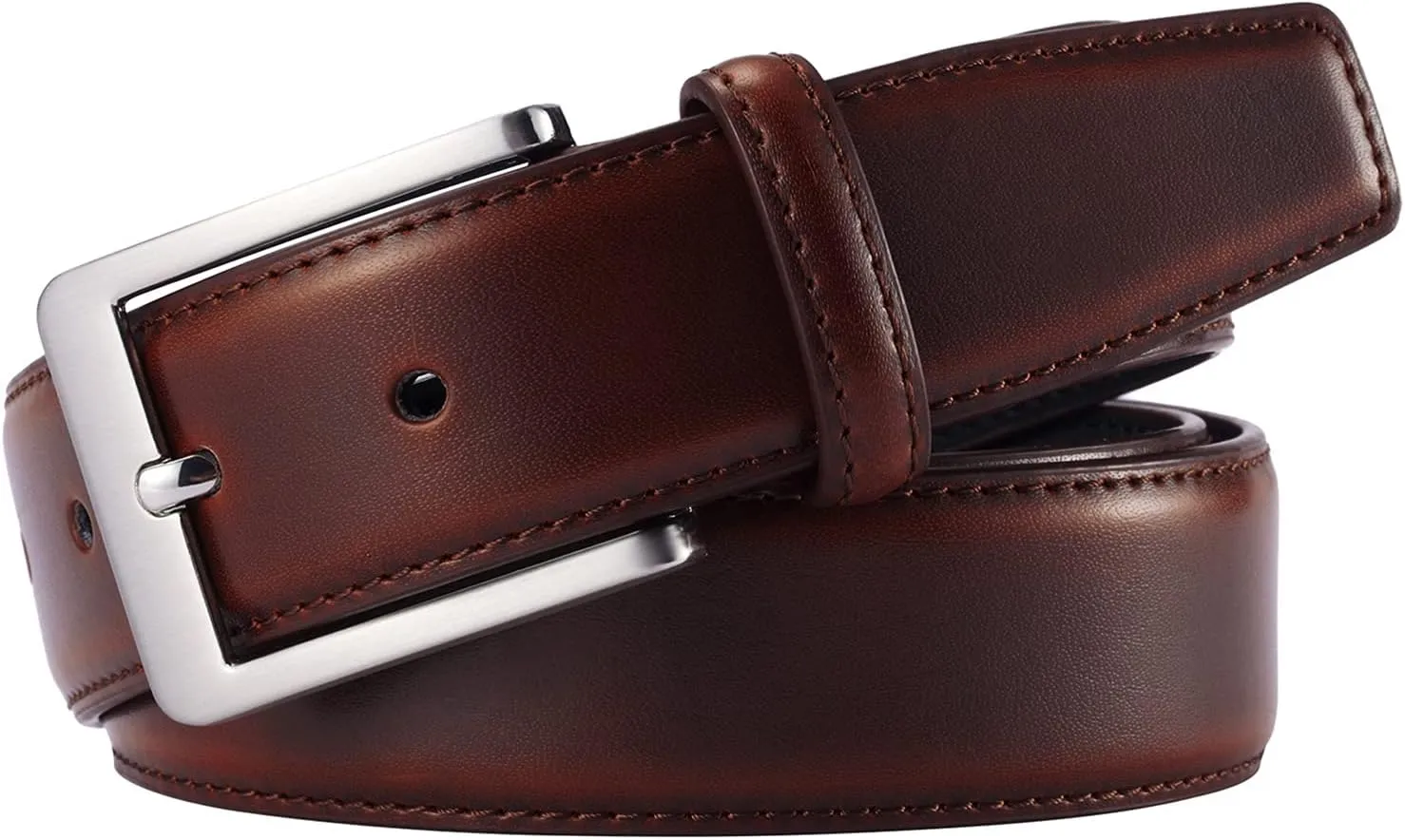 Men's Casual Leather Jeans Belts Classic Work Business Dress Belt with Prong Buckle for Men