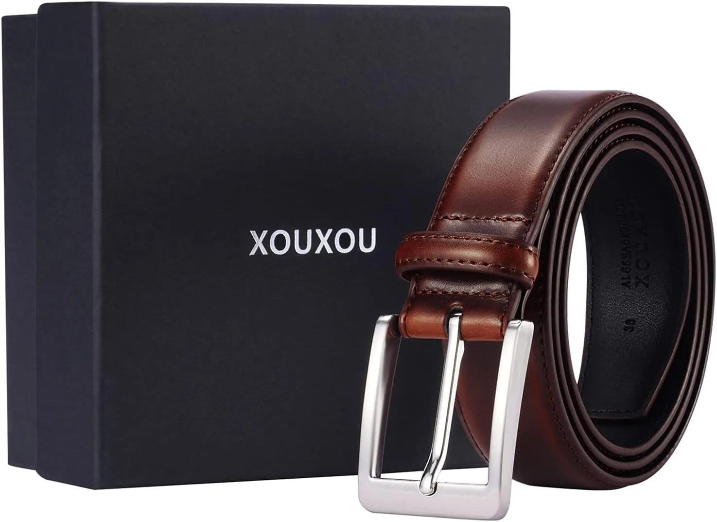 Men's Casual Leather Jeans Belts Classic Work Business Dress Belt with Prong Buckle for Men