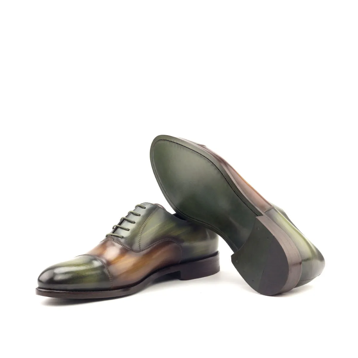 Men's Oxford Shoes Patina Leather Wide Plus Size Brown Green 2765