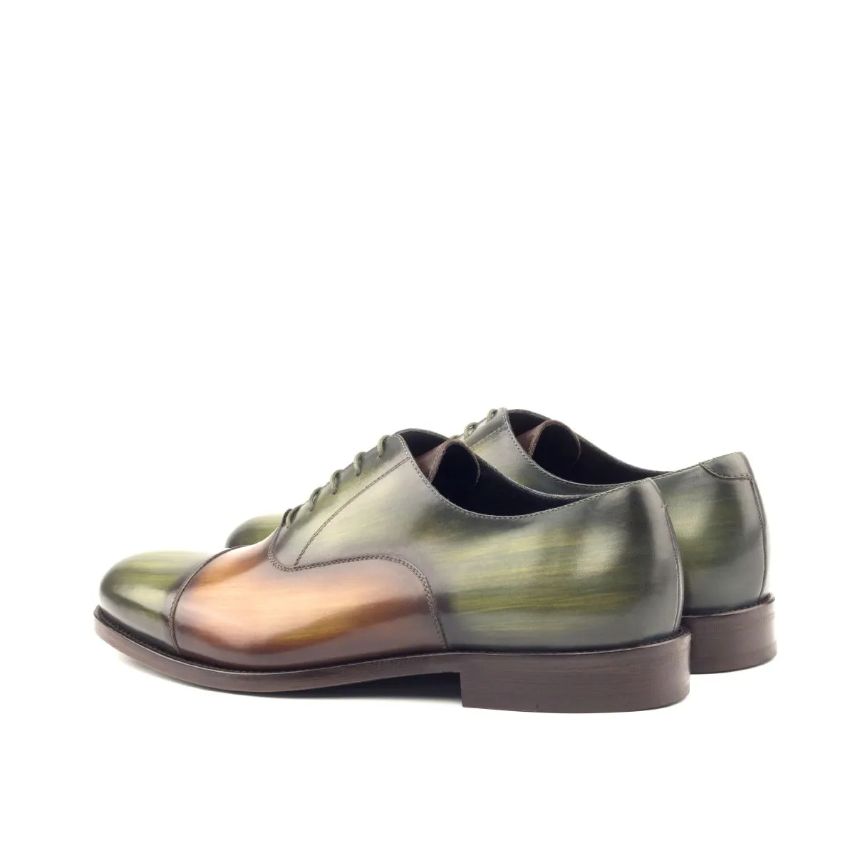 Men's Oxford Shoes Patina Leather Wide Plus Size Brown Green 2765