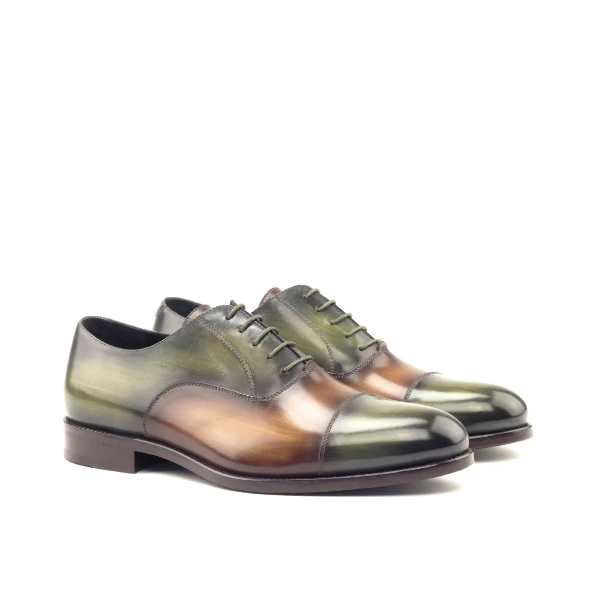 Men's Oxford Shoes Patina Leather Wide Plus Size Brown Green 2765