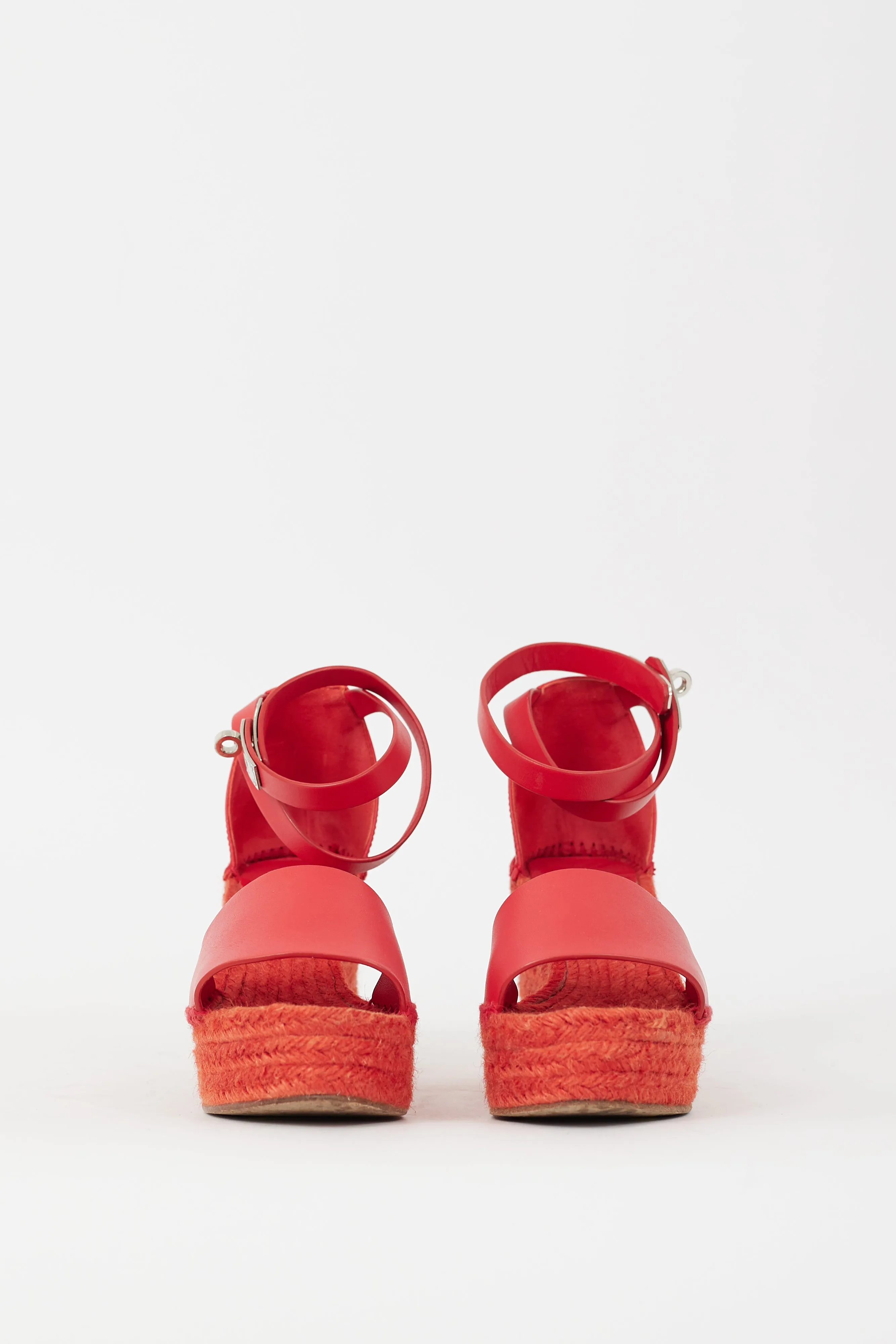 Red Leather Tivoli Espadrille Wedge Sandal