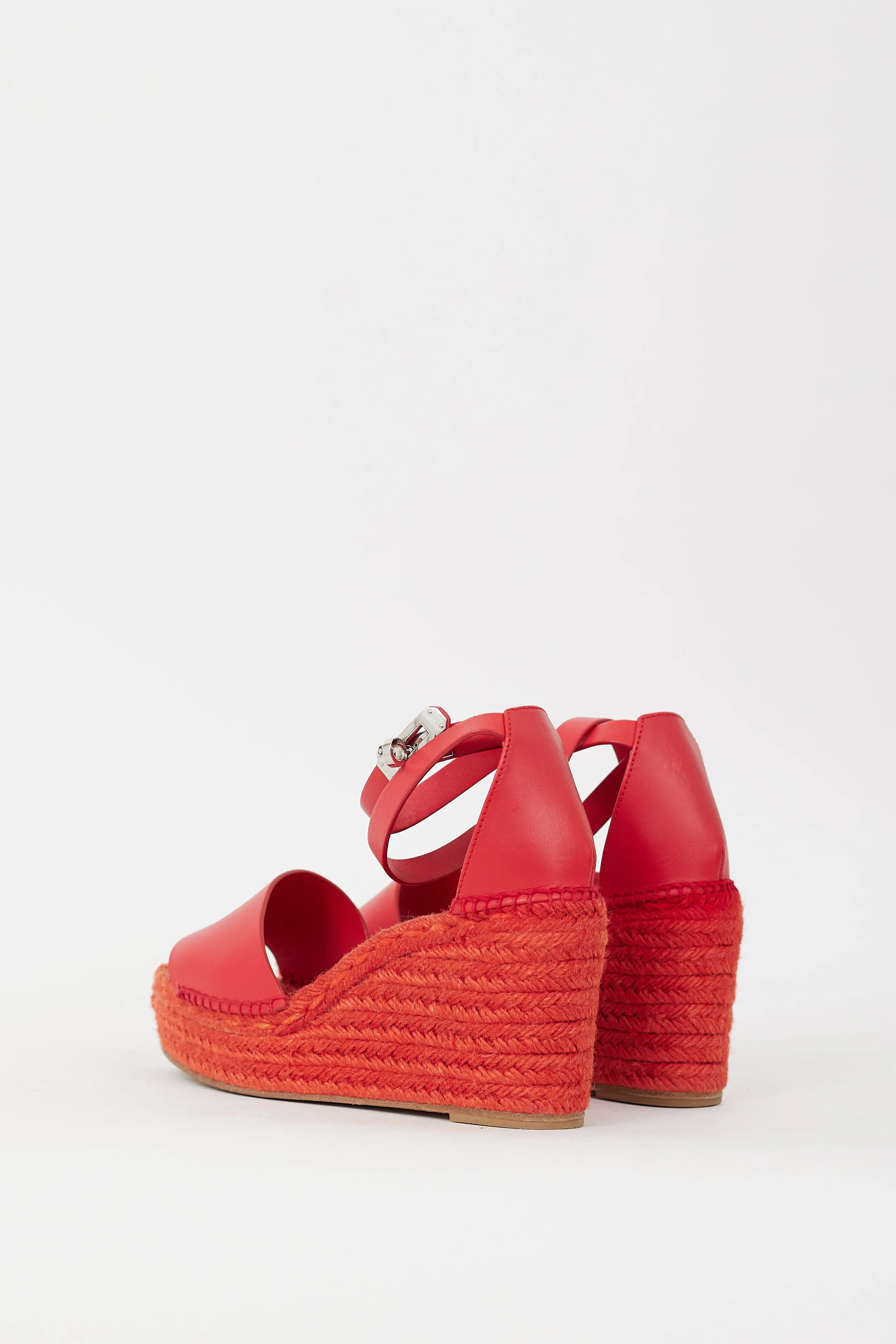 Red Leather Tivoli Espadrille Wedge Sandal