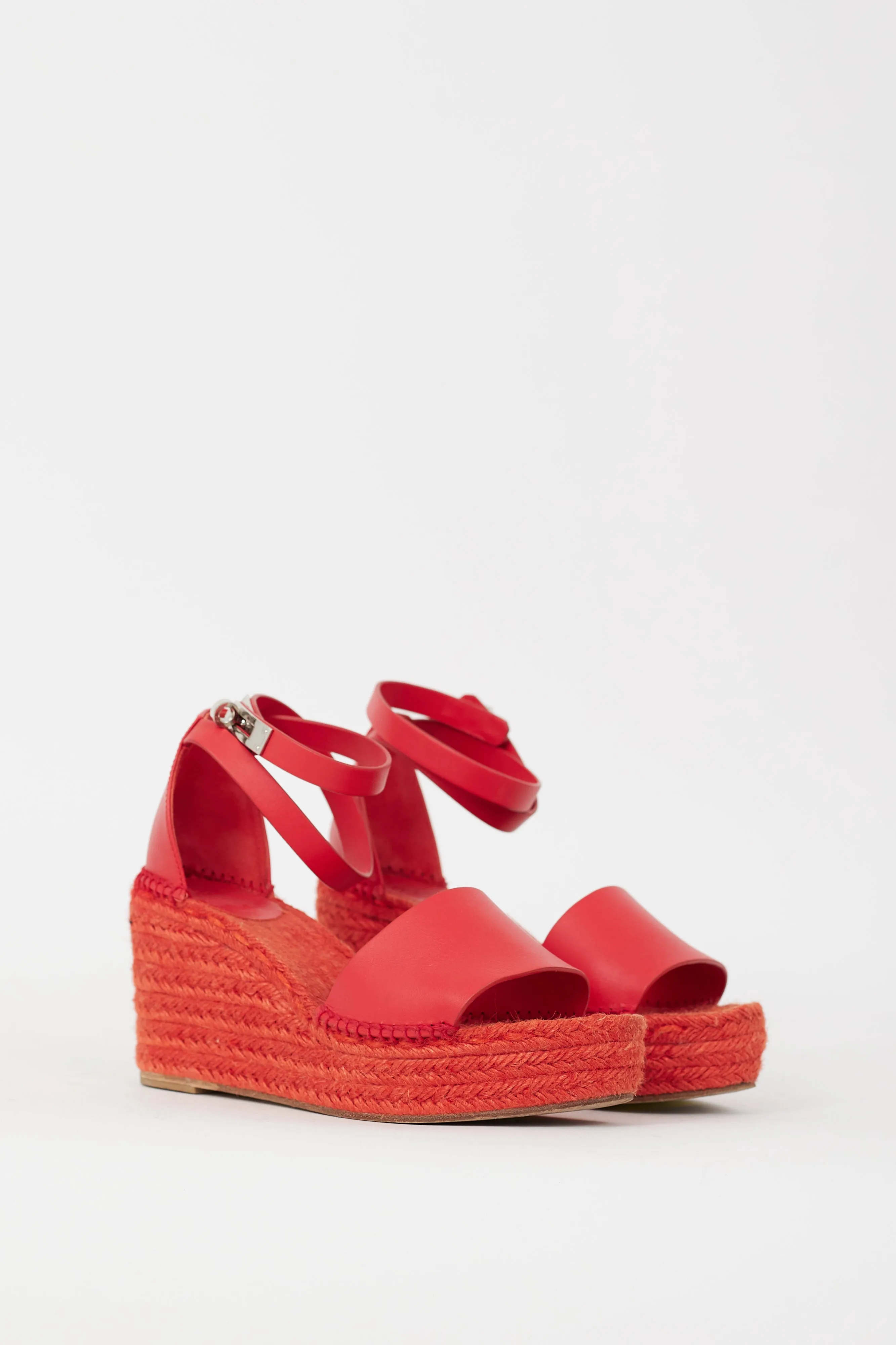 Red Leather Tivoli Espadrille Wedge Sandal