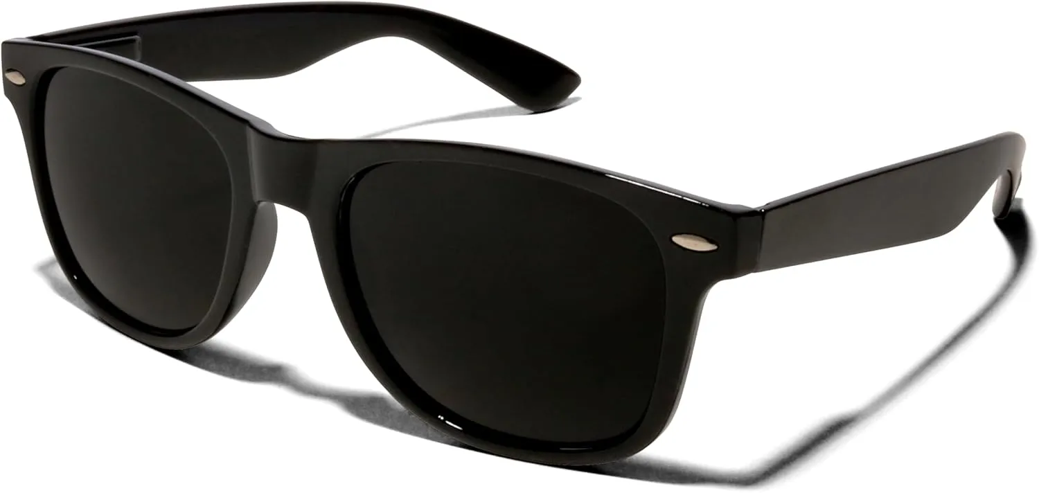 ShadyVEU Super Dark Black Sunglasses UV Protection Lens Spring Hinge 80s Vintage Retro Inspired Shades