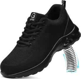 Steel Toe Shoes for Men Lightweight Work Shoes Safety Shoes Air Cushioned Steel Toe Sneakers Indestructible Steel Tennis Toe Shoes Construction Industrial Work Safety Sneakers