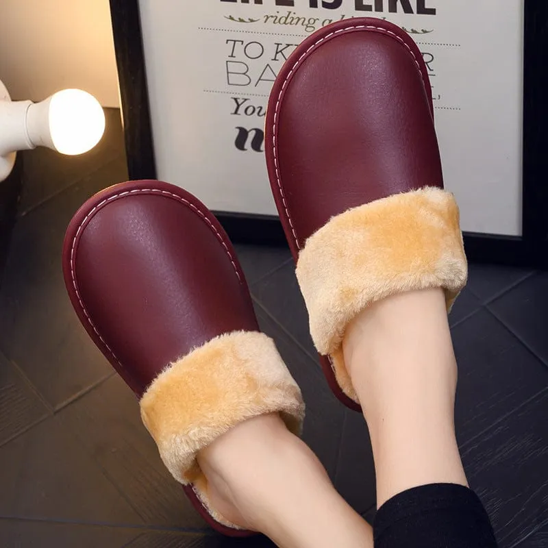 Waterproof PU Leather Outsole Slippers