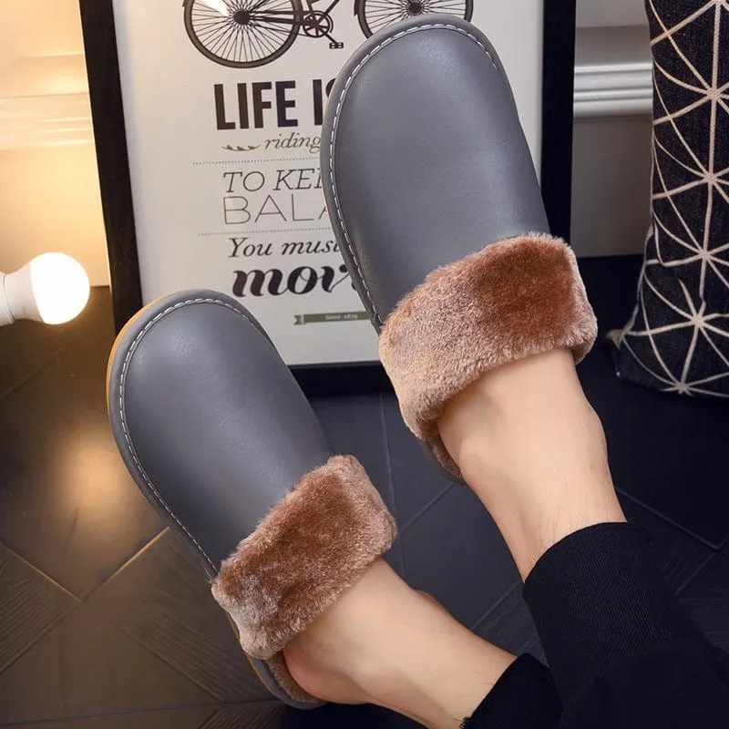 Waterproof PU Leather Outsole Slippers