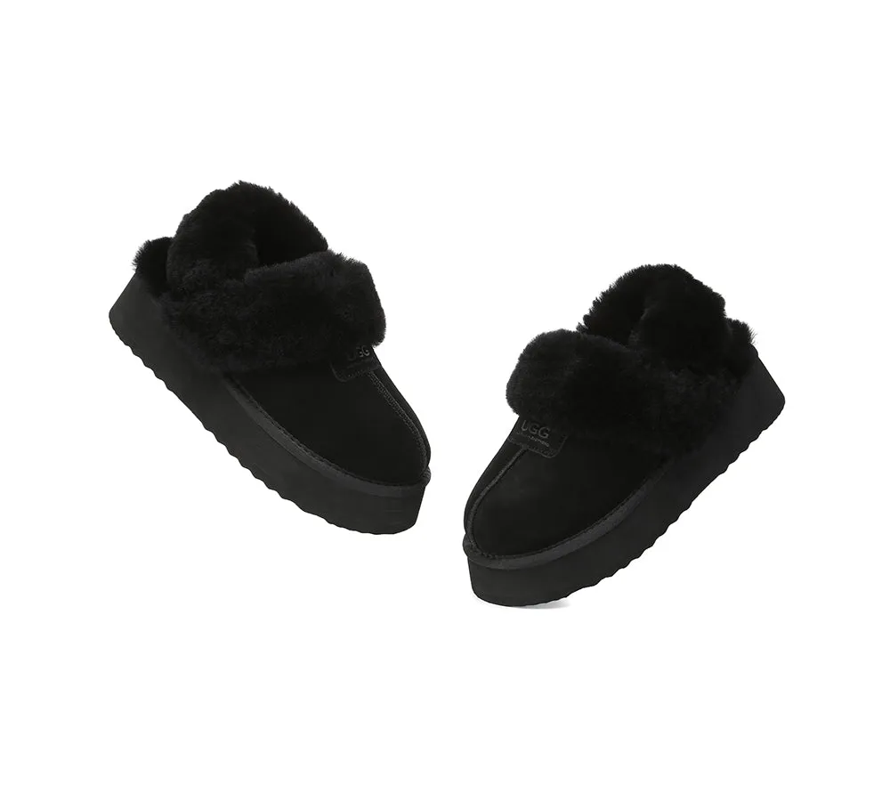 Women Removable Wool Strap Slingback Platform Slippers Suzie