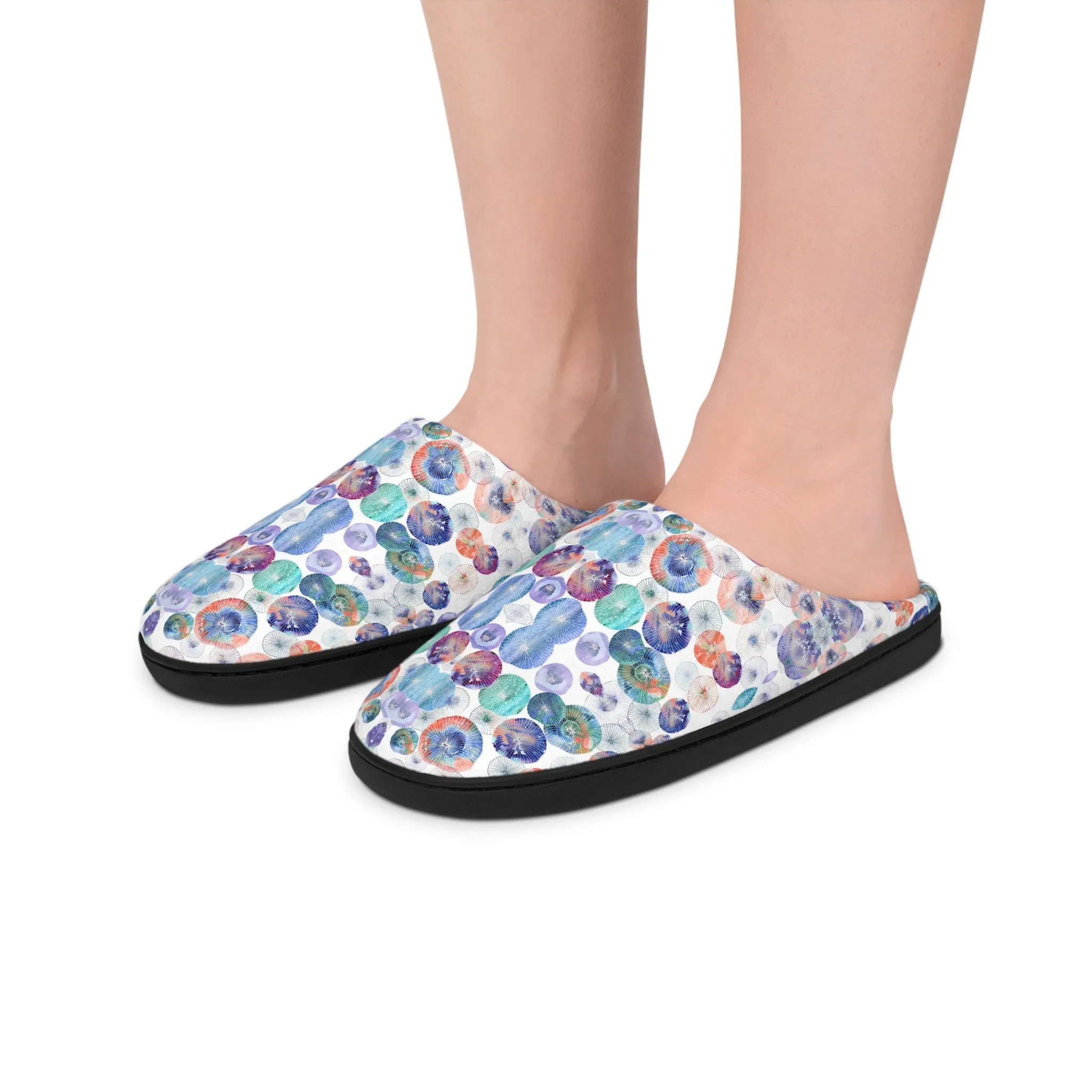 Women's Indoor Slippers - Seascape Light Botanicals Collection (Kaleidoscope)